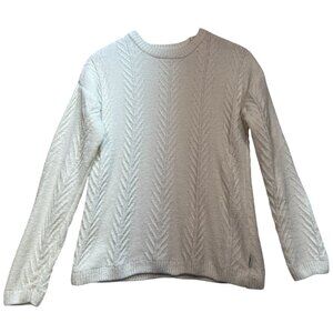 Orvis Women's Crew Neck Chenille Pullover Sweater Knit Long Sleeve Size S Ivory